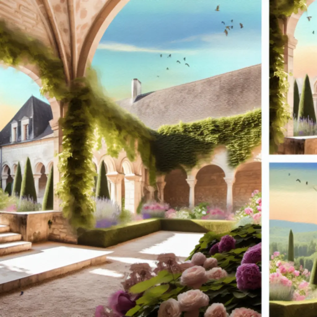 Malownicze dziedzińce zamku w pastelowych kolorach