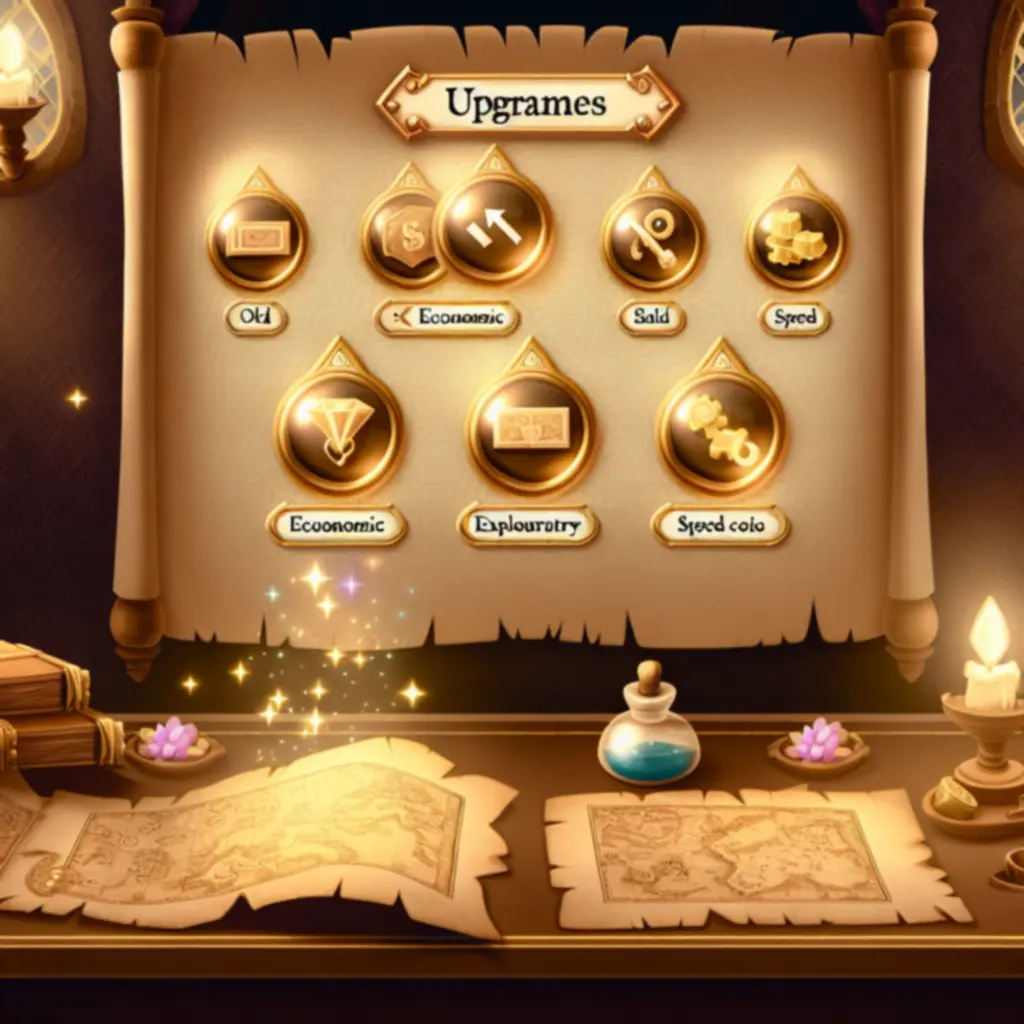 Ekran ulepszeń z różnymi opcjami rozwoju w Castle Ramble Premium