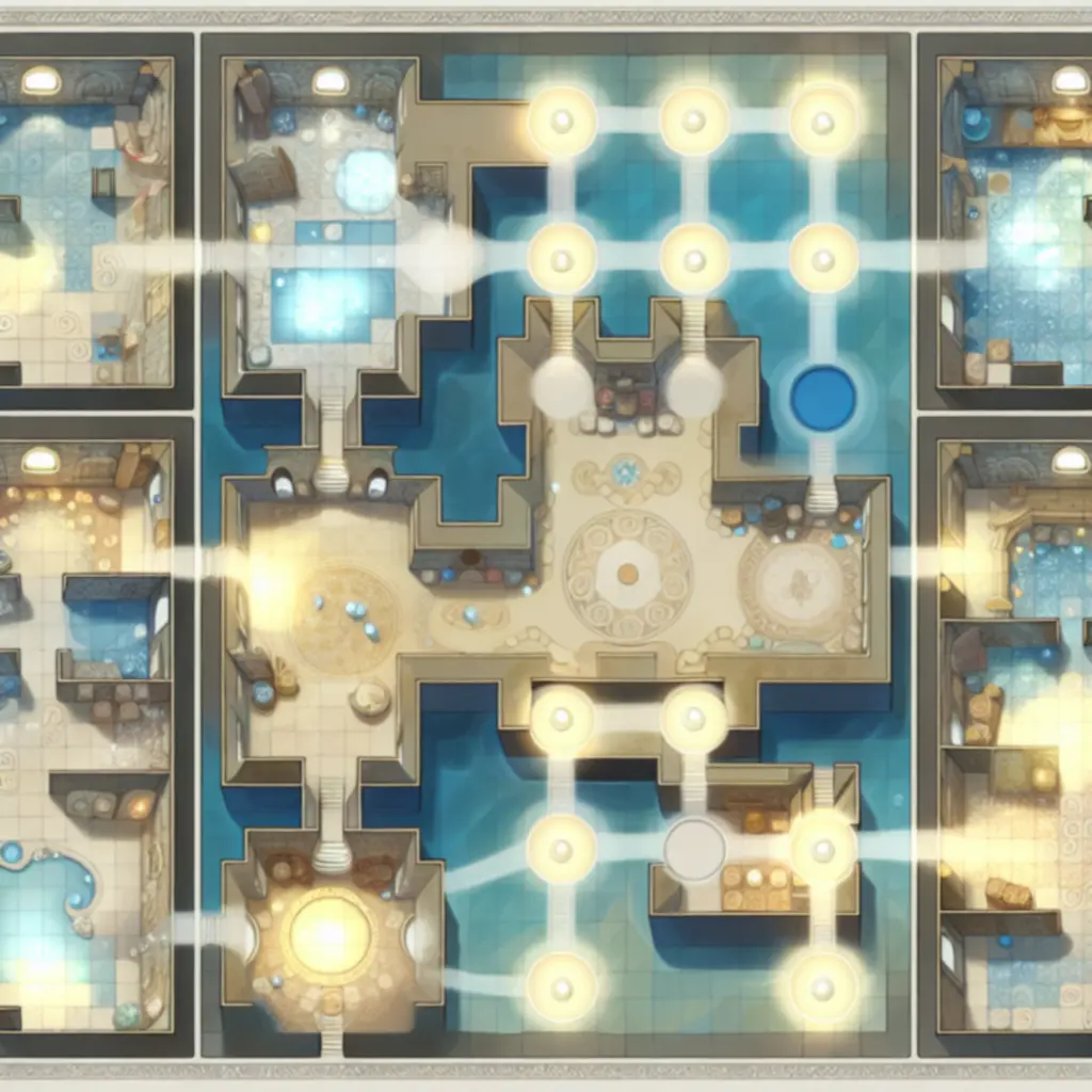 Plansza z poziomem w Castle Ramble Premium – widok na komnaty i ścieżki logiczne