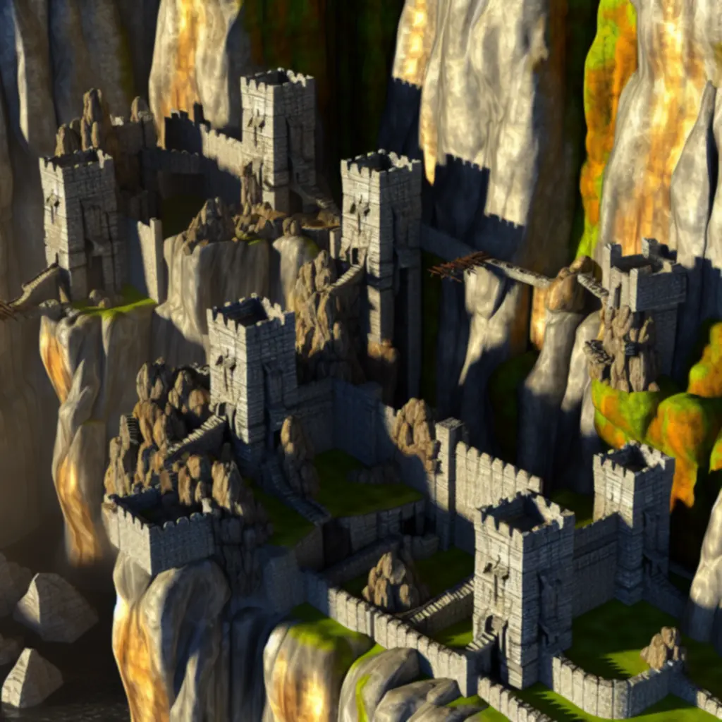 Skalista twierdza z trudnym ułożeniem elementów